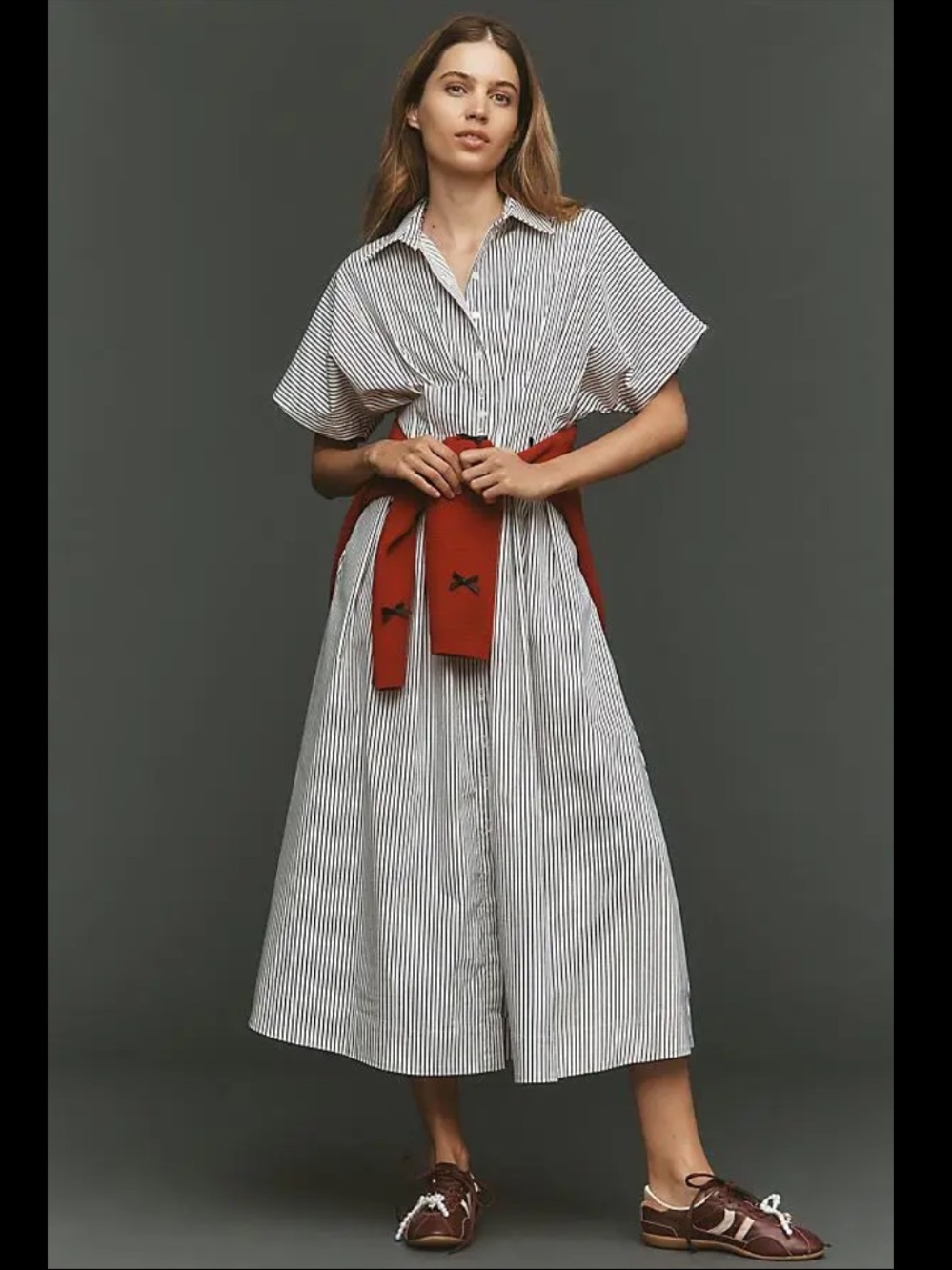 Anthropologie Tobie Shirtdress by Exquise medium black white stripe